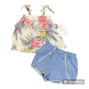 Jessica Simpson floral and chambray outfit